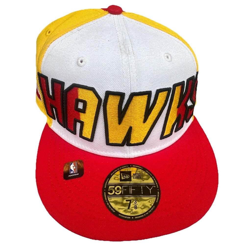 Men's Atlanta Hawks New Era White/Red Back Half 9FIFTY Snapback Hat Size 7-3/8